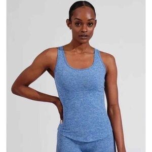 Buffbunny Women's Heathered Blue Racerback Yoga Sports Tank Top Size L